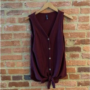 Maroon Tie Button Down Tank Top♥️💜